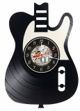 Ceas de Perete Vinil Chitara Electrica Telecaster, Decorativ, Negru, 30 cm, Mecanism Quartz Silentios