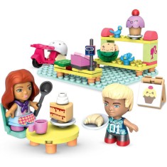 Set de constructie Mega Construx Barbie, Cofetarie, 76 piese si 10 accesorii