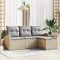 vidaXL Set de canapele pentru grădină cu pernă 4 pcs Bej Rattan poli 3345990