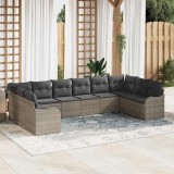 VidaXL Set de canapele pentru grădină 10 pcs Gri deschis Rattan poli