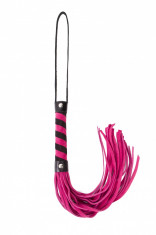 Bici piele - Black&amp;amp;pink leather twisted handled whip foto
