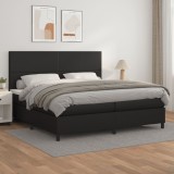 Pat box spring cu saltea, negru, 200x200 cm, piele ecologica GartenMobel Dekor, vidaXL