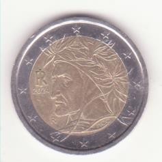 Italia 2 euro 2024 XF- aUNC- Dante Alighieri, a doua hartă.