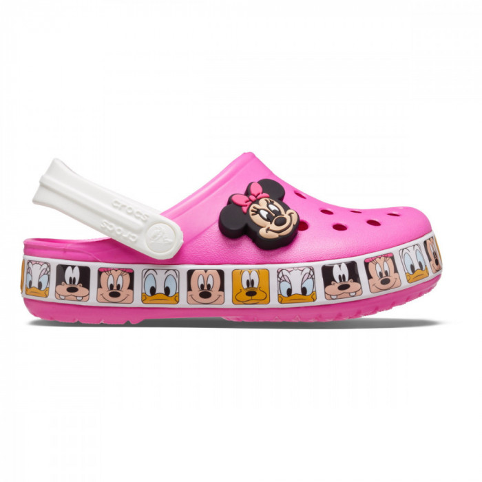 Saboți Crocs Toddler Fun Lab Disney Minnie Mouse Band Clog Roz - Electric Pink/Cantaloupe