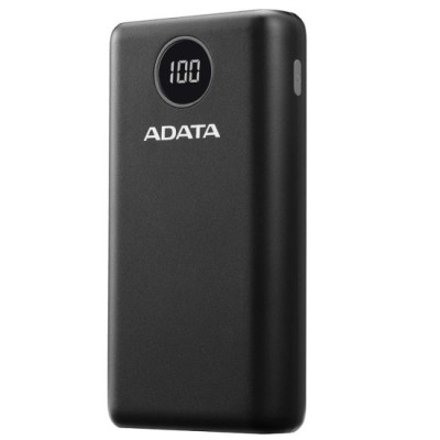 Acumulator Extern 2 x USB, Type-C, Quick Charge 3.0, PD 18W, 3A, 20000mAh, Digital Display - Adata (AP20000QCD-DGT-CBK) - Black foto