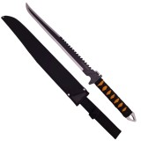 Cumpara ieftin Sabie Vanatoare IdeallStore Ninja Soul, 69.5cm, Maner Textil, Lanterna, Teaca, Otel, Negru, Cutit Maceta