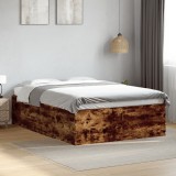 VidaXL Cadru de pat, stejar afumat, 135x190 cm, lemn prelucrat