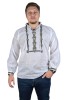Bluza tip ie barbati RB 24, alb/maro , marimea XL, Bumbac, La baza gatului