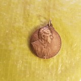 H53- Raritate: Medalion Cardinal Joseph Mercier- 1916- Dumnezeu si Patria- bronz argintat stare buna, Biserica Romano-Catolica Belgia.
