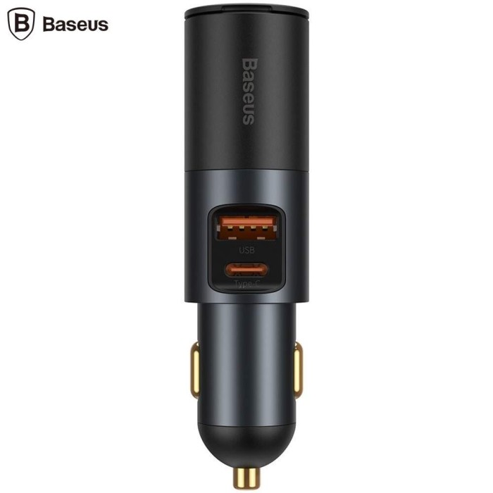 INCARCATOR auto Baseus Share Together,1 x USB Output 5V/3A,1 x USB Type-C max 5V/3A si 1 x bricheta auto 60W,total output 120W, pt. bricheta auto,gri&amp;