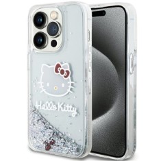 Husa pentru iPhone 14 Pro - Hello Kitty Hardcase Liquid Glitter Charms Kitty Head (HKHCP14LLIKHET) - Silver