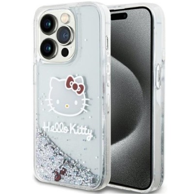 Husa pentru iPhone 14 Pro - Hello Kitty Hardcase Liquid Glitter Charms Kitty Head (HKHCP14LLIKHET) - Silver foto
