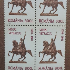 TIMBRE ROMANIA MNH LP1639/2004 - MIHAI VITEAZUL - (uzuale) bloc 4 timbre