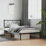 vidaXL Cadru de pat din metal cu tăblie, negru, 107x203 cm