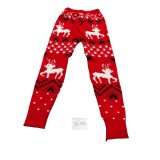 Pantaloni lungi, model iarna cu cerbi,culoarea rosu, varsta 5-6 ani
