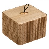 Cutie Depozitare, Bambus, Capac Lemn, Maro, 12x12x8cm