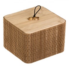 Cutie Depozitare, Bambus, Capac Lemn, Maro, 12x12x8cm