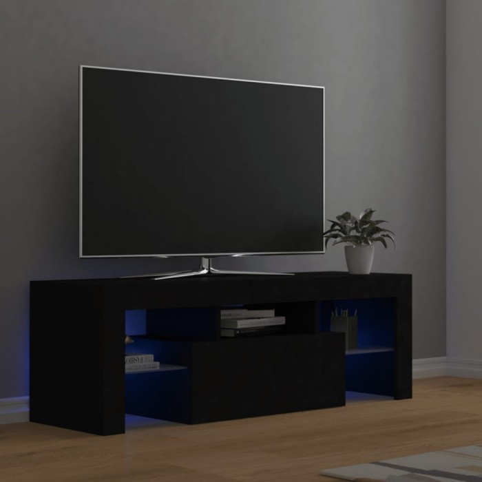 Gossi comoda tv cu lumini led, negru, 120x35x40 cm