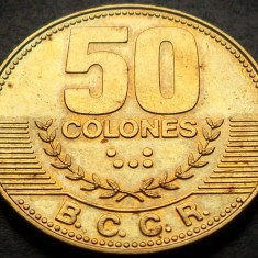 Moneda exotica 50 COLONES - COSTA RICA, anul 2012 *cod 4445 A = luciu de batere