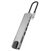 Hub adaptor multifunctional 8in1, HDMI 4K Ultra HD 30 Hz, USB 3.0, SD TF Card Reader, 5 Gbps, RJ 45