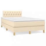 Cumpara ieftin Pat box spring cu saltea, crem, 120x200 cm, textil