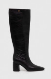 Cumpara ieftin Tory Burch ghete de piele BANANA TALL BOOT femei, culoarea negru, cu toc drept, 154529-006