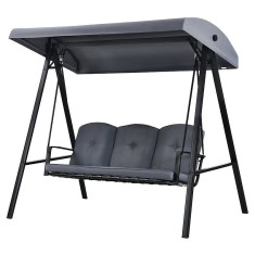 Balansoar gradina, 3 locuri, copertina impermeabila, 205x118x184 cm, gri