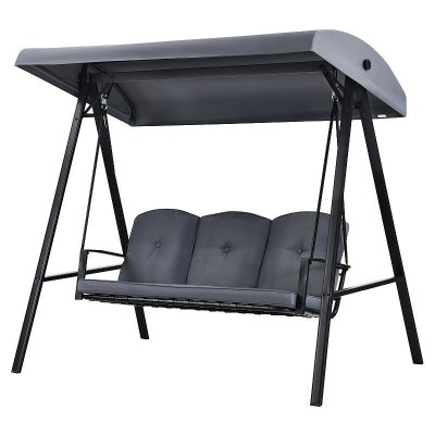 Balansoar gradina, 3 locuri, copertina impermeabila, 205x118x184 cm, gri foto