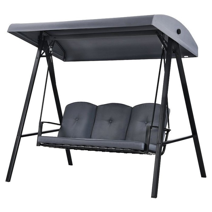 Balansoar gradina, 3 locuri, copertina impermeabila, 205x118x184 cm, gri