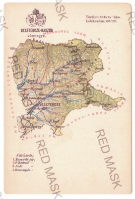 4007 - BISTRITA, Nasaud, RADNA, Rusu-Bargaului, Romania, MAP - old pc. - unused foto