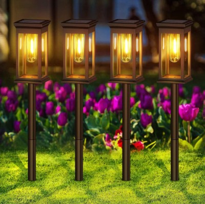 Set 4 lampi solare LED de exterior, 15 lm, 0.3W, 800mAh, Autonomie 12h, Plastic ABS, IP65, 55cm, Negru foto