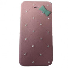 Husa Telefon Flip Book Apple iPhone 5 5s SE Pink Pearls