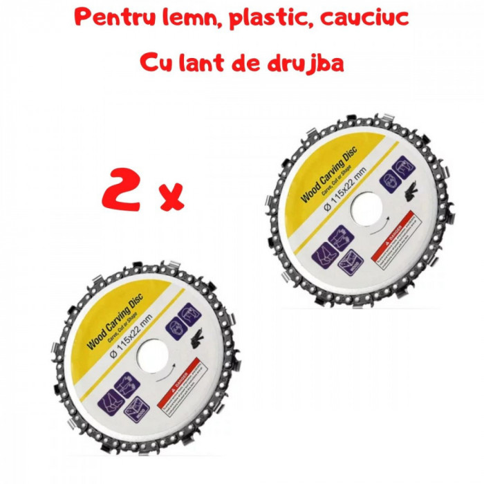 Set 2 x Disc pentru FLEX 115x22mm Cu LANT pentru LEMN