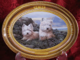 FARFURIE DECORATIVA PORTELAN ENGLEZESC FRANKLIN MINT EDITIE LIMITATA TERRIER ALB