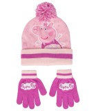 Șapcă de iarnă pentru copii cu mănuși PEPPA PIG