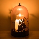 Cupolă decorativă de Halloween cu lum&acirc;nare LED, &Oslash;8x14cm, portocalie, CMCLASS