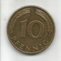 No(3) moneda-RDG-GERMANIA 10 PFENING / 1991. D