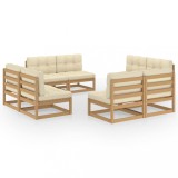 Set mobilier de gradina cu perne, 8 piese, lemn masiv de pin