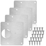 Set 4 elemente de reparare balamalei, Minetgnon&reg;, Inox, Suruburi, 5 Gauri, 90x90 mm, Argintiu