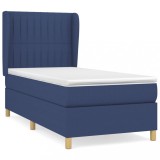 Cumpara ieftin Pat box spring cu saltea, albastru, 80x200 cm, textil