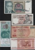 Set 5 bancnote de prin lume adunate (cele din imagini) #129