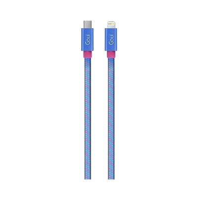 Cablu Date si Incarcare USB Type-C la Lightning Goui Fashion, 1 m, Albastru G-FASHIONC94B foto