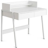 Birou compact alb cu 2 sertare, raft si cadru metalic 78x48x95 cm