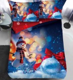 Cumpara ieftin Lenjerie Pat De Craciun O Persoana Hibernal Cr054, Bumbac, 4 Piese, Cu Elastic, Imprimeu