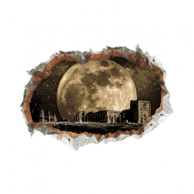 Sticker decorativ, Gaura in perete, privire spre luna 85 cm, 1368ST foto