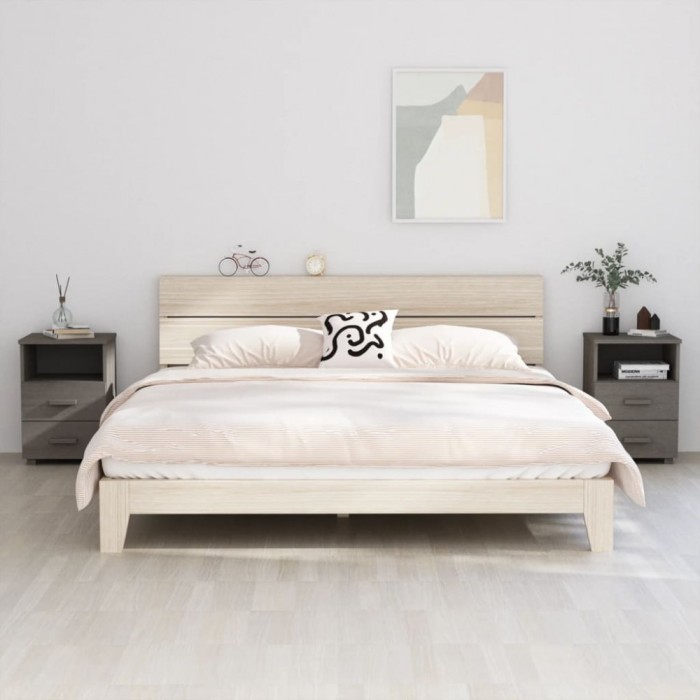 Gossi noptiere hamar, 2 buc, gri deschis, 40x35x62 cm, lemn masiv