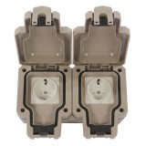 Priza dubla Comtec IP66 cu capac, gri, 16A