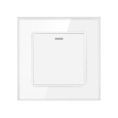 Intrerupator Cap Scara Cu Panou Din Sticla Securizata Techstar&reg; TGS 01, 220V, 16A, 86 X 86 Mm, Alb, cu 1 Modul