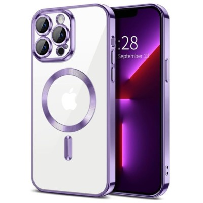 Husa pentru iPhone 13 Pro Max - Techsuit Luxury Crystal MagSafe - Light Purple foto
