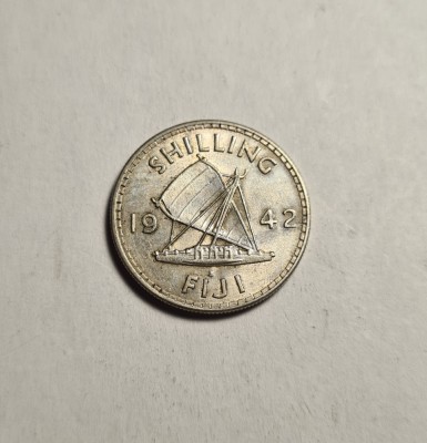 Fiji 1 Shilling 1942 UNC Piesa de Colectie foto